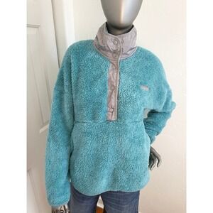 Spyder Women's Sherpa Fleece 1/4 Snap Pullover Jacket Aqua Sea Blue Size L